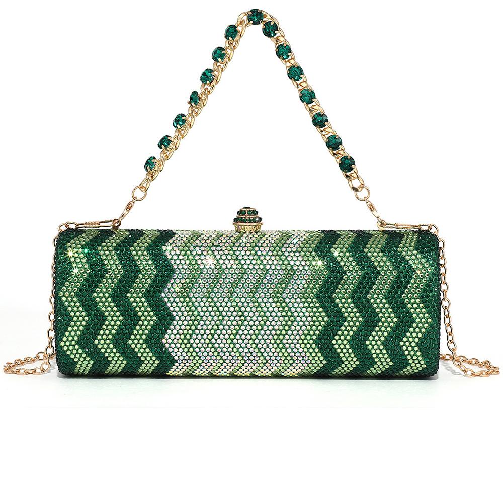 

Women s Diamond Wedding Bridal Handbag Shining Rhinestones Evening Clutch Green/Black Crystals Party Purse for Special Occasions 13cmX9cmX6.5cm