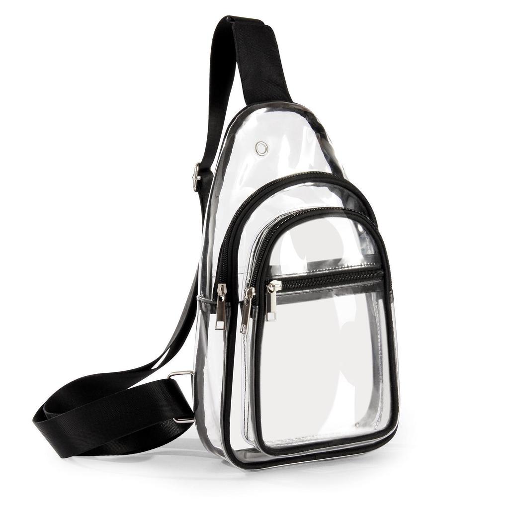 Men's Transparent Waterproof Crossbody Chest Bag for Sports, Travel, Concerts, and Business Storage.