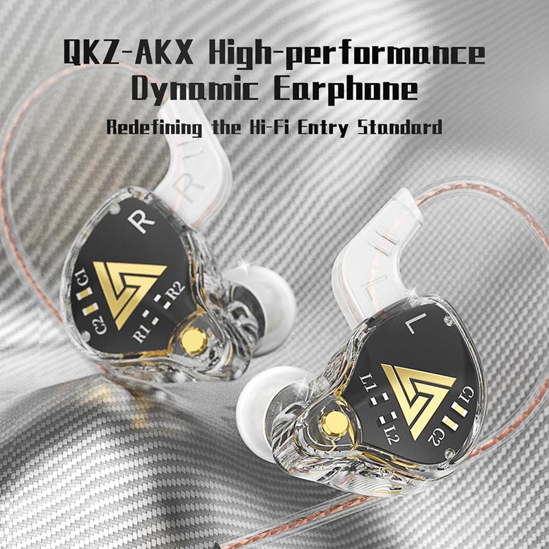 QKZ AKX HIFI Heavy Bass Transparent Earphones IEM Monitor Level 3.5mm In-Ear Music Headphone Dynamic With Mic Wired Headset DMX