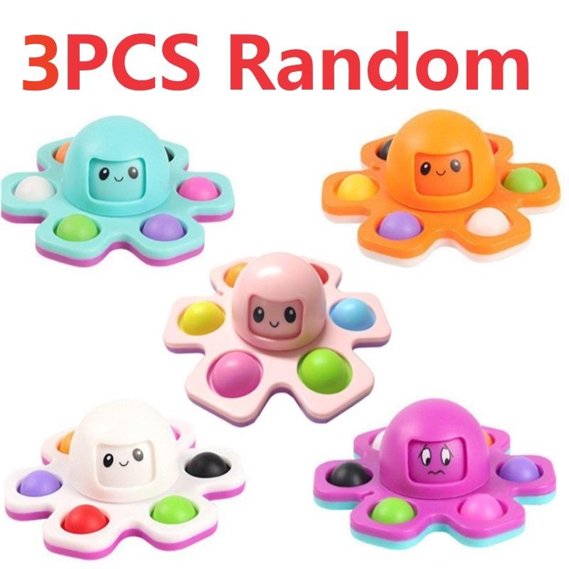 Żyroskop na opuszek palca przeciwciśnieniowy push bubble Fidget Spinner zabawka do naciskania zmieniająca twarz dziecięcy ośmiornica na opuszek palca bąbelkowa muzyka