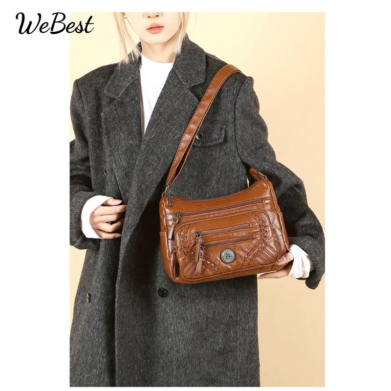 

Soft Leather Large Capacity Single Shoulder Crossbody Bag чорний