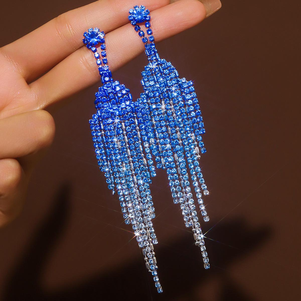 

European & American Trend: Luxury Diamond Tassel Personality Design Earrings