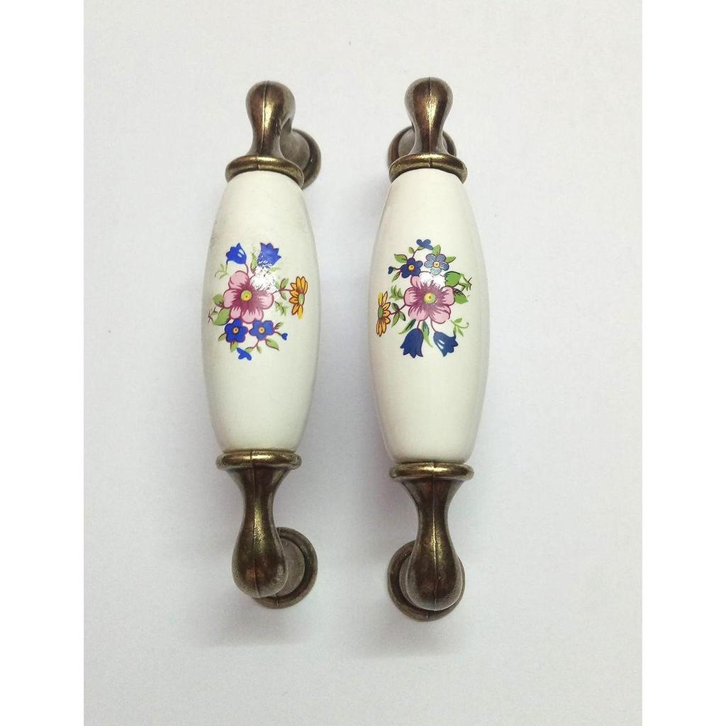 Poignées Rondes en Céramique Studios Pour Placard de Cuisine/Tiroir/Commode/Meuble TV en 4 Pouces (Un paquet de 2),Multicolore