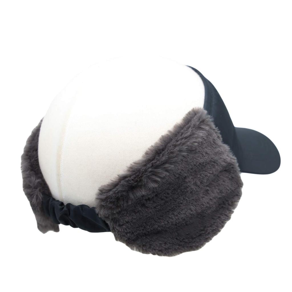 Winter Simple Sun Visor with Fluffy Ear Cold Protection SLV1301 [With Moons] Hat, Flaps, Women's, (Black)