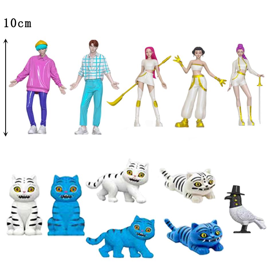 1-2pcs Kpop Demon Hunters Figure Cartoon Hunters Tiger Rumi/Mira/Zoey Action Figure PVC Desktop Decoration Model Doll Toy Gift