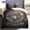 Custom Name Toronto Blue Jays Pattern Bedding Quilt Set  Home Decoration  Gift (1 * Duvet Cover + 2 * Pillowcase  Without Core)