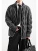 Herren-Zopfmuster-Strickjacke im amerikanischen Stil: Winter-Schwergewicht, Halber Stehkragen, Trendiges High Street, Für Paare geeignet