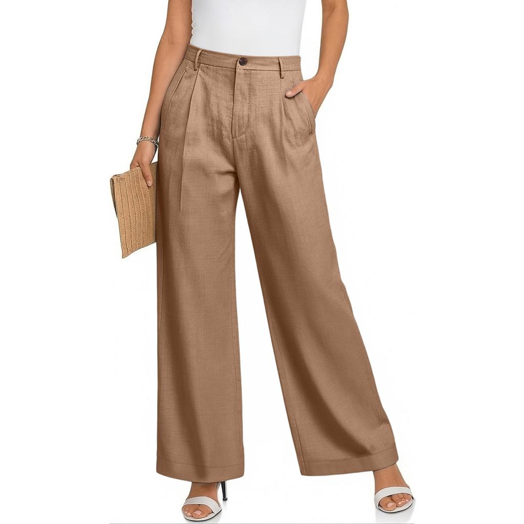 Ladies' Color Casual Fashion Breathable Loose Cotton And Linen Pants
