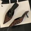 Eilyken Elegant Leopard Print Women Slipper Spring Pointed Toe Thin Low Heel Sandal Ladies Mules Shoes Zapatos Mujer