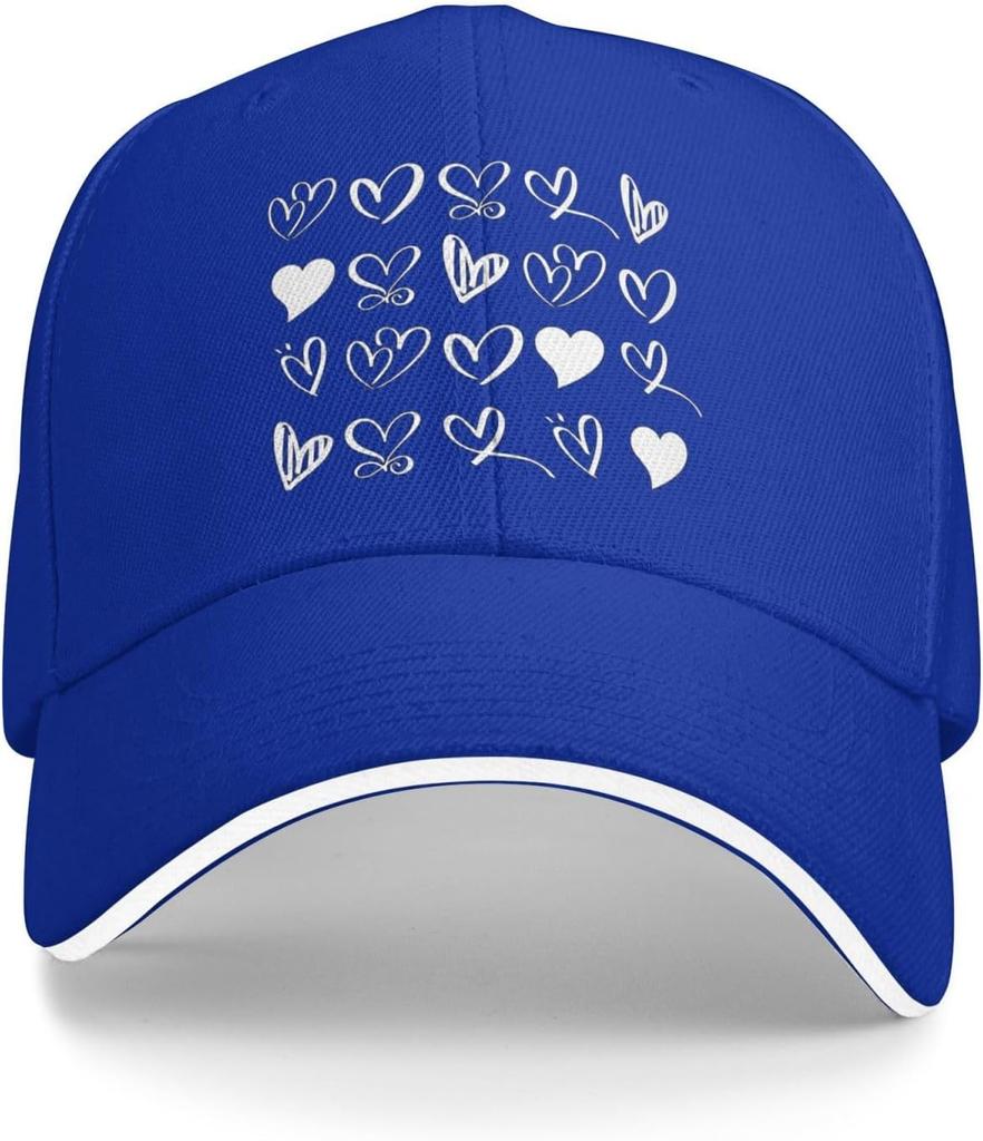 Assorted Hearts Print Baseball Cap Casual Polyester Adjustable Red Sun Protection Outdoor Baseball Hat