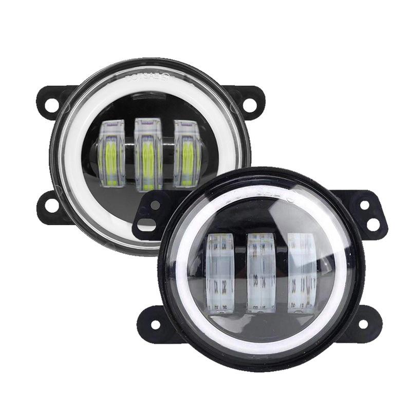 3.5/4inch Led Car Fog Lamp Assembly White Yellow Ring For Offroad Vehicle Driving Lights 10-30V Car Angel Eyes Fog Lamp Replace