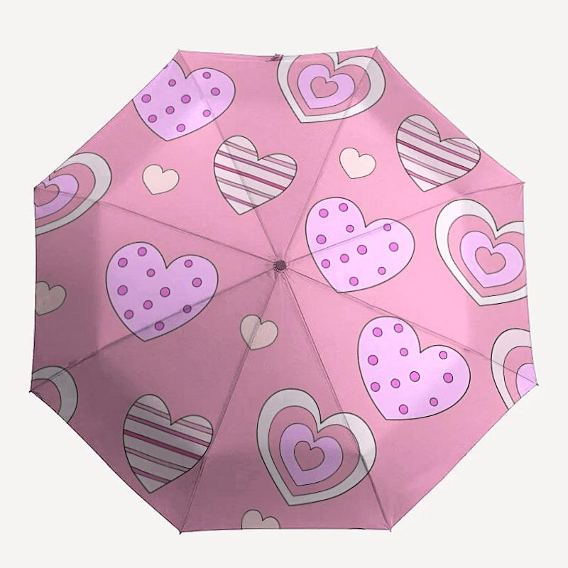 1pc Pink Hearts Umbrella - Portable Home Essential, Durable Iron Frame with Rod Structure, Fashion Lovers yy250910083