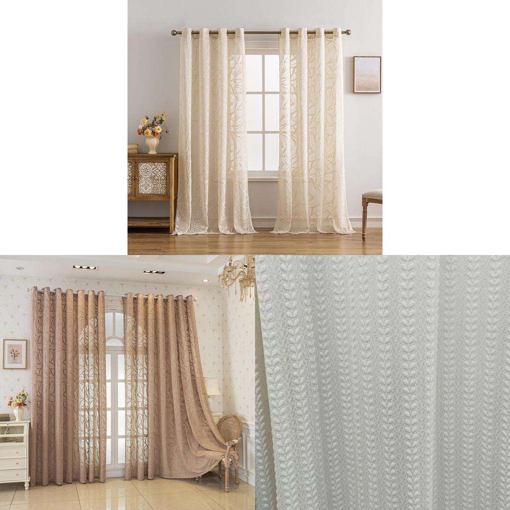 Sheer Embroidered Cotton Blended Curtain With Design For Living Room And Bedroom Decor