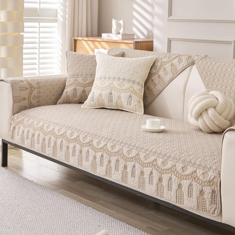 New Washed Cotton Sofa Cushion Four Seasons Universal Non-Slip Pure Cotton Leather Sofa Cover Towel Cotton Seat Cushion Modern