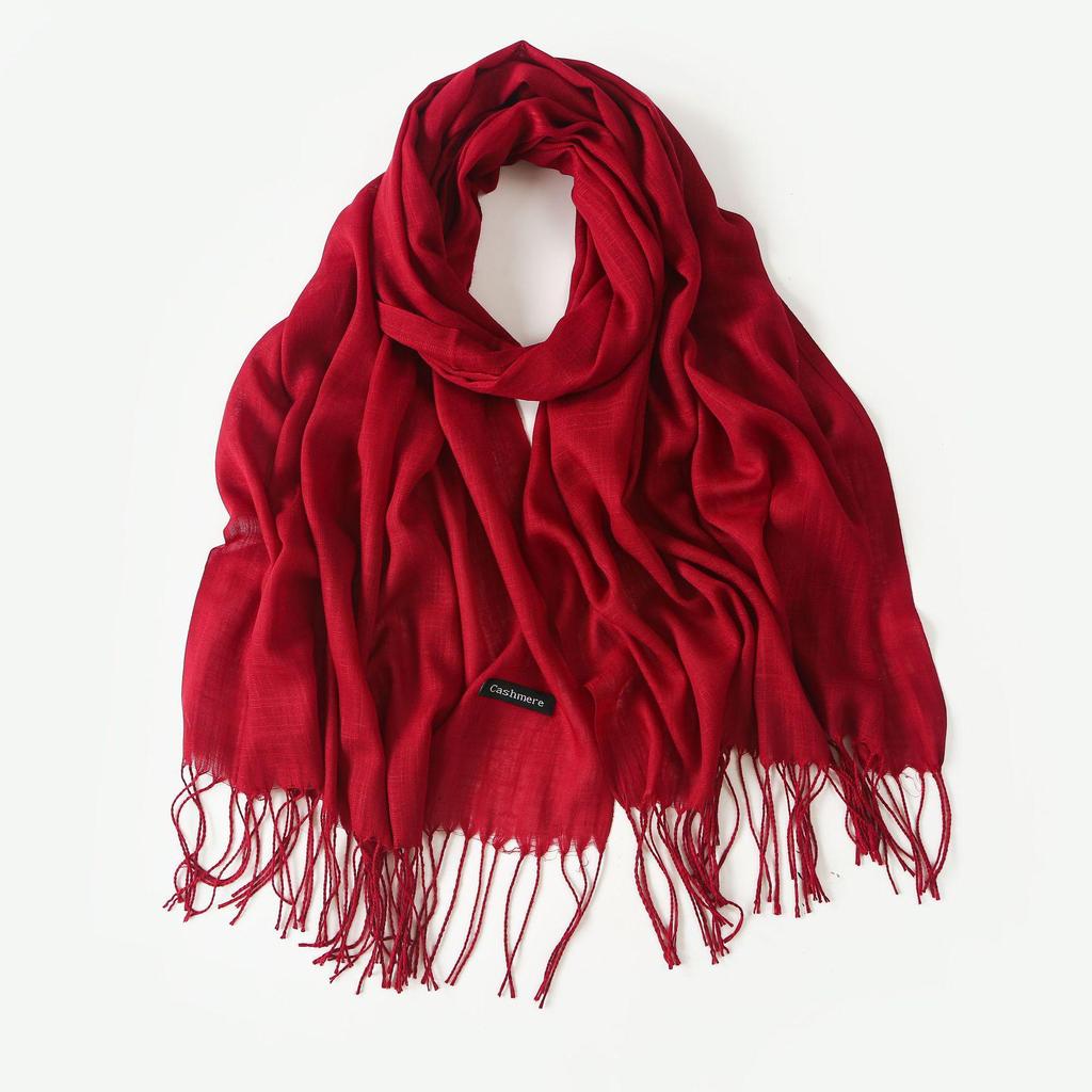 Trendy Niche Silk Scarf: Bamboo Yarn Tassel Shawl for Women