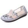 Womens Flat Mesh Embroidered Floral Slip-On Shoes Comfortable Casual Footwear