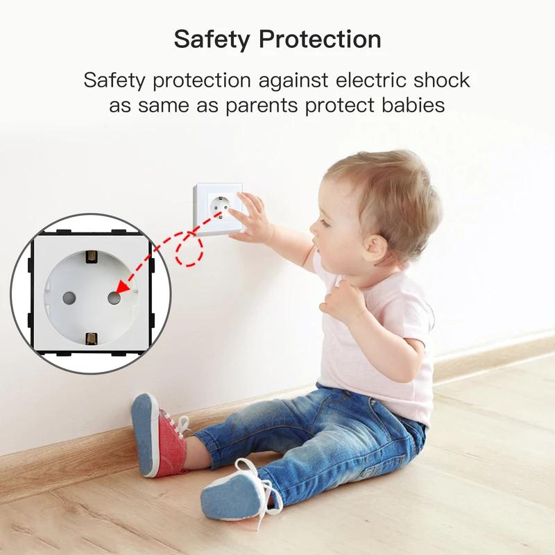 Bseed Europe Russia 16A Wall Power Socket White Black Grey Gold Crystal Glass Panel Plug Electrical Outlet for Home Improvemet