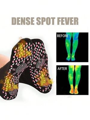 1 Pair Tourmaline Slimming Health Socks Winter Warm Thermal Self-Heating Socks Health Care Socks Short Socks Magnetic Therapy Socks