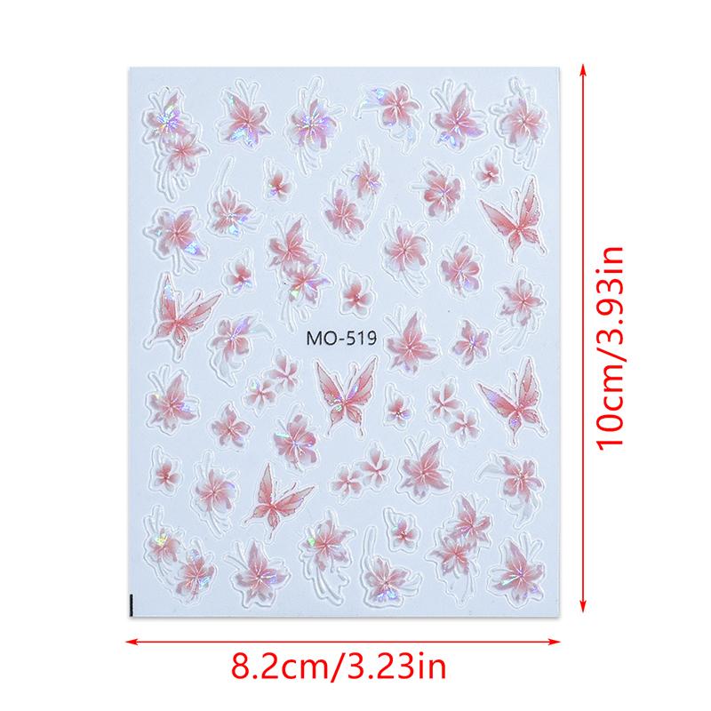 Nail Adhesive Nail Charm Nail Art Accessories Laser Flower Nail Sticker Nail Art Decoration Relief 3D Sticker
