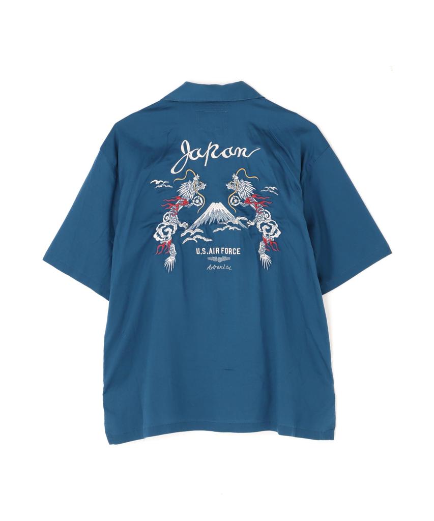 Avirex Double Dragon Souvenir Short Sleeve Size M Shirt, Men's Shirt, (110), Blue, 783-5123013