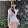 Fairycore Slim Graphic T Shirts Long Sleeve Korean Fashion 2000s Clothes Y2k Women's T-shirt New Tops Tees