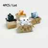 4PCS Mini Cute Landscape Cardboard Box Cat Ornaments Garden Kitten Statue Gift for Animal Miniature Figurines Home Decoration