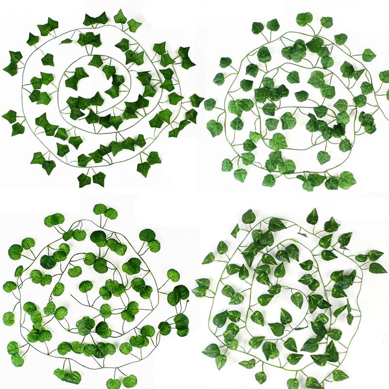 1/2M Artificial Rattan Strips Plant Simulated Leaves Indoor and Outdoor Decoration Plant Home Wall Hanging Decoration