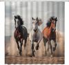Horse Shower Curtain Farm Animal Southwest Equine Galloping Running Horses Field Desert  Bathroom Decor Curtain with Hooks