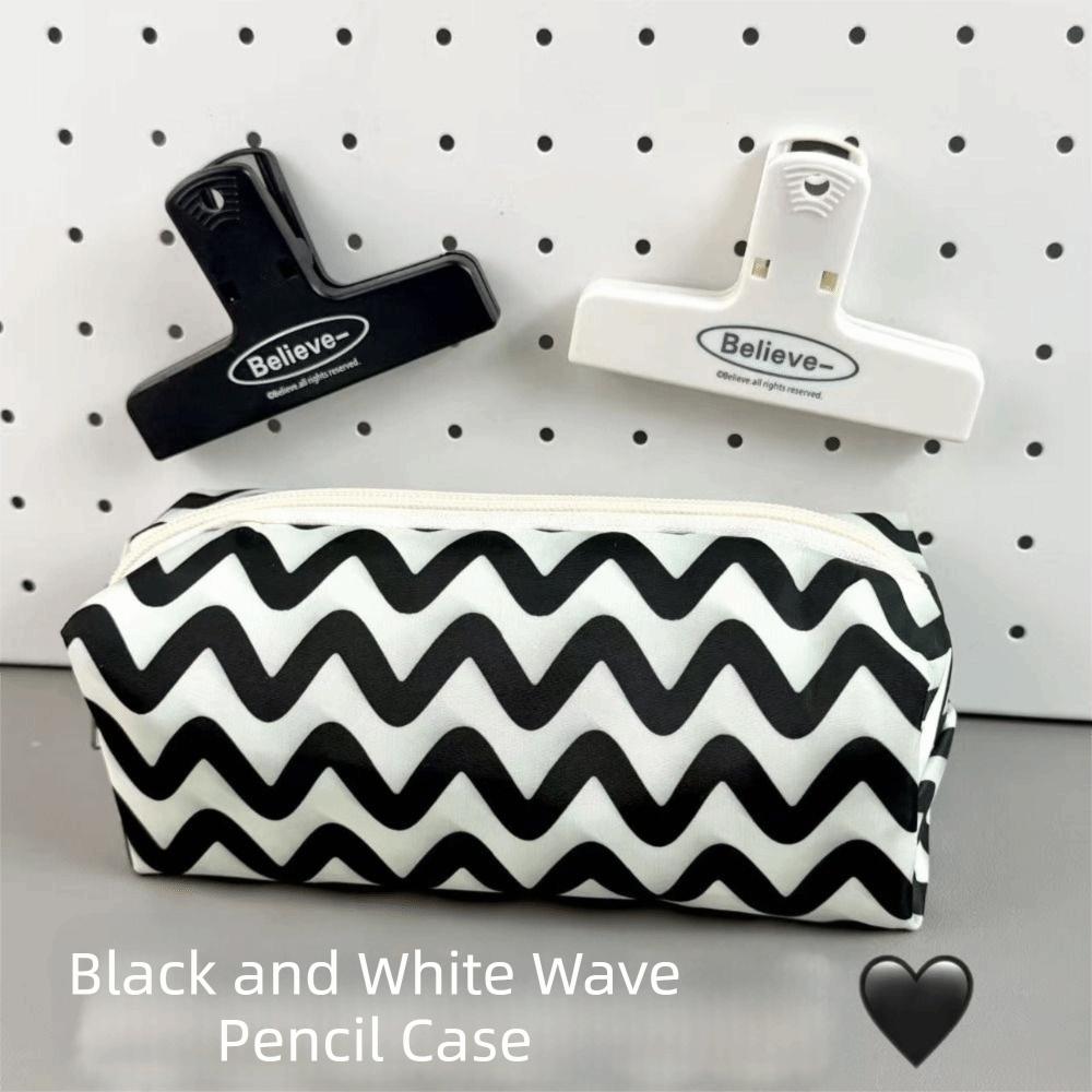 Cute Starry Sky/Wave Pen Bag Large Capacity Multifunctional Stationery Bag Storage Bag for School Office