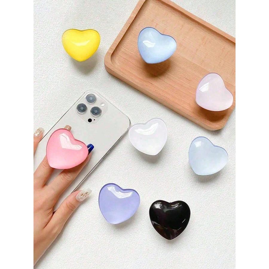 

1pc Glass Crystal Star Shaped Phone Grip Holder, Colorful Glass Heart Crystal Ball Design Ins Style Smartphone Expandable білий