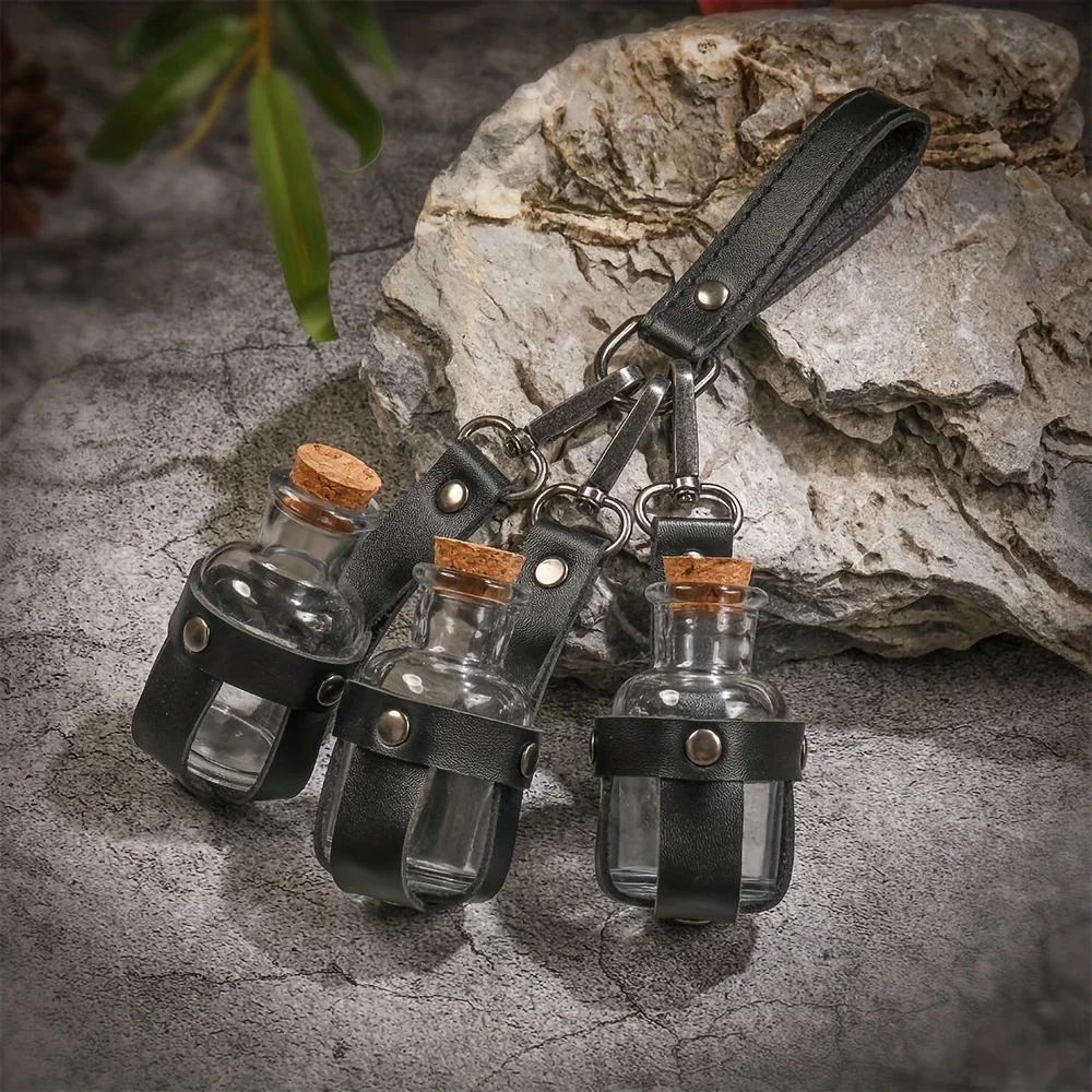 Medieval Alchemy PU Leather Holder Belt - Artificial Potion Bottle Accessory for Renaissance Faires And Cosplay Belt Accessory