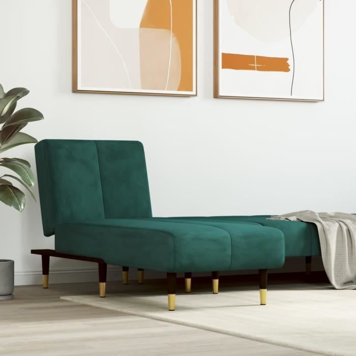 VidaXL Chaise longue vert foncé velours 352795