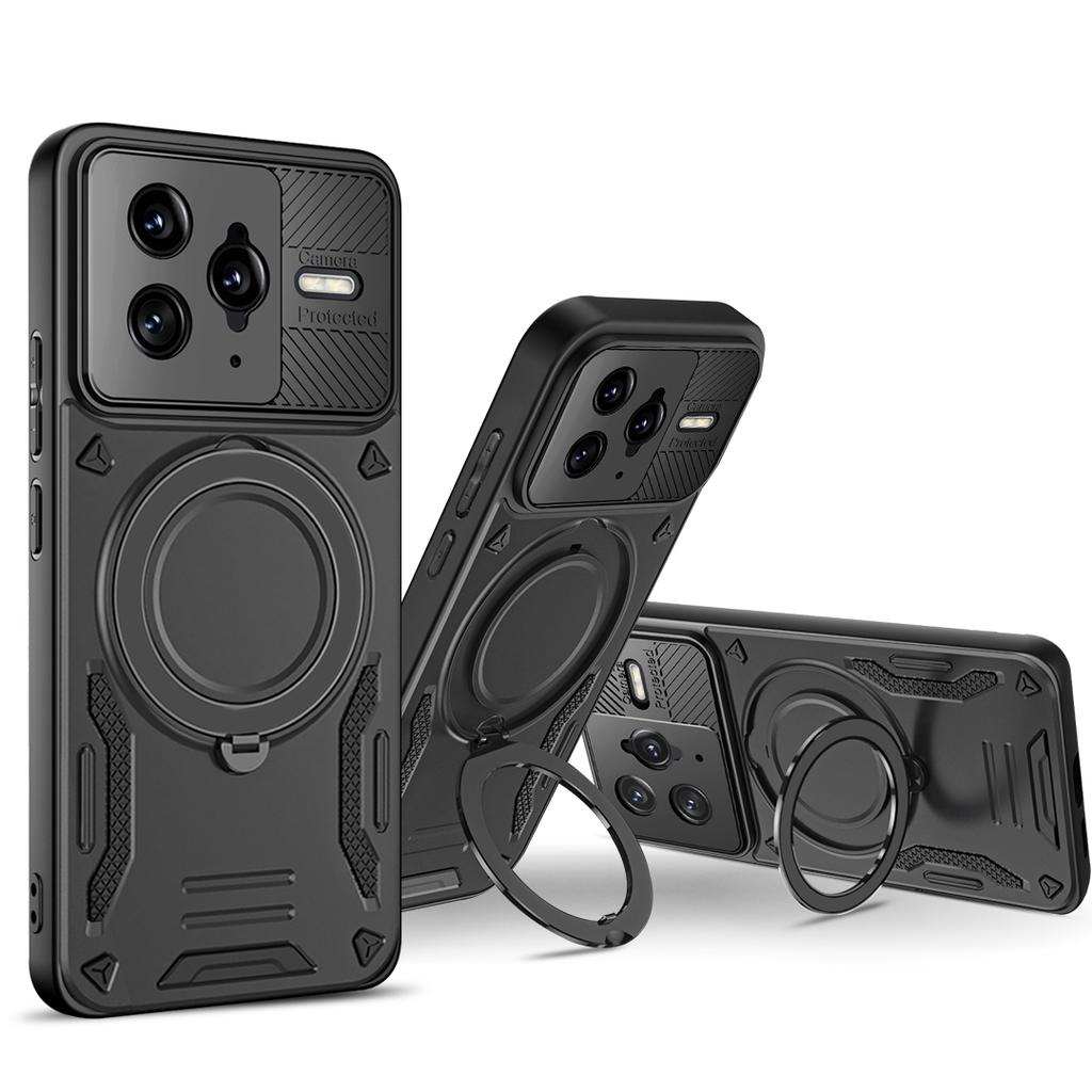 Luxuriöse hochwertige magnetische Hülle mit Rüstung für Xiaomi POCO F7 UItra Ringhalterung Bumper Schutzhülle