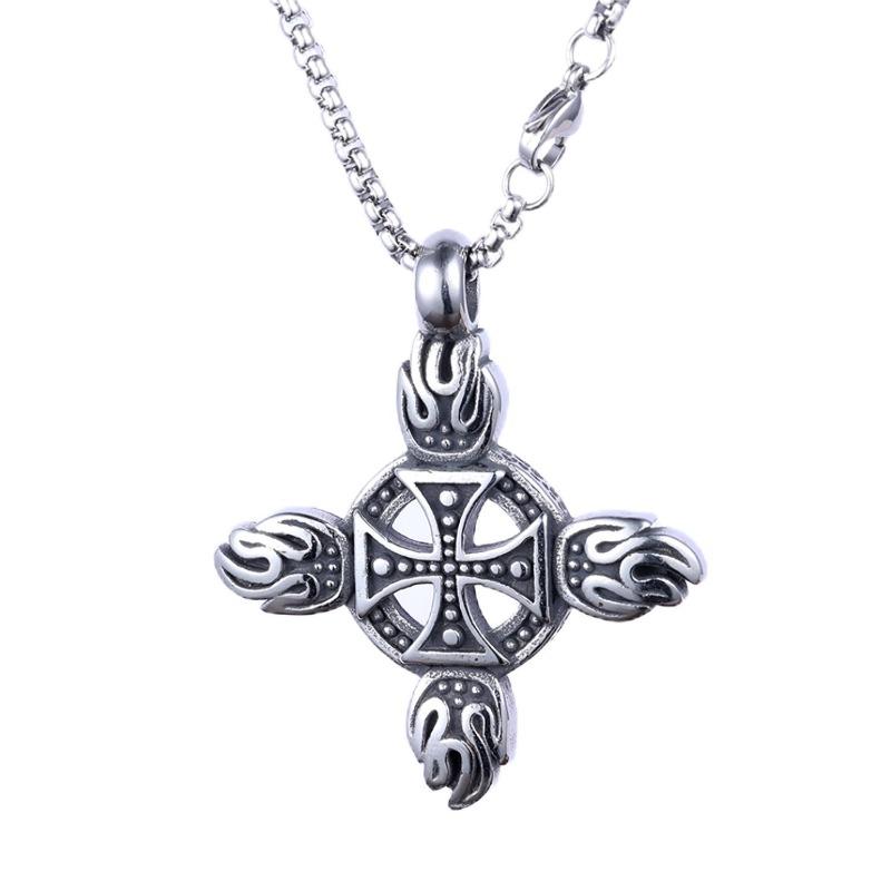 Meier Flame-shaped stainless steel necklace - dark aesthetic, trendy pendant, punk style for men