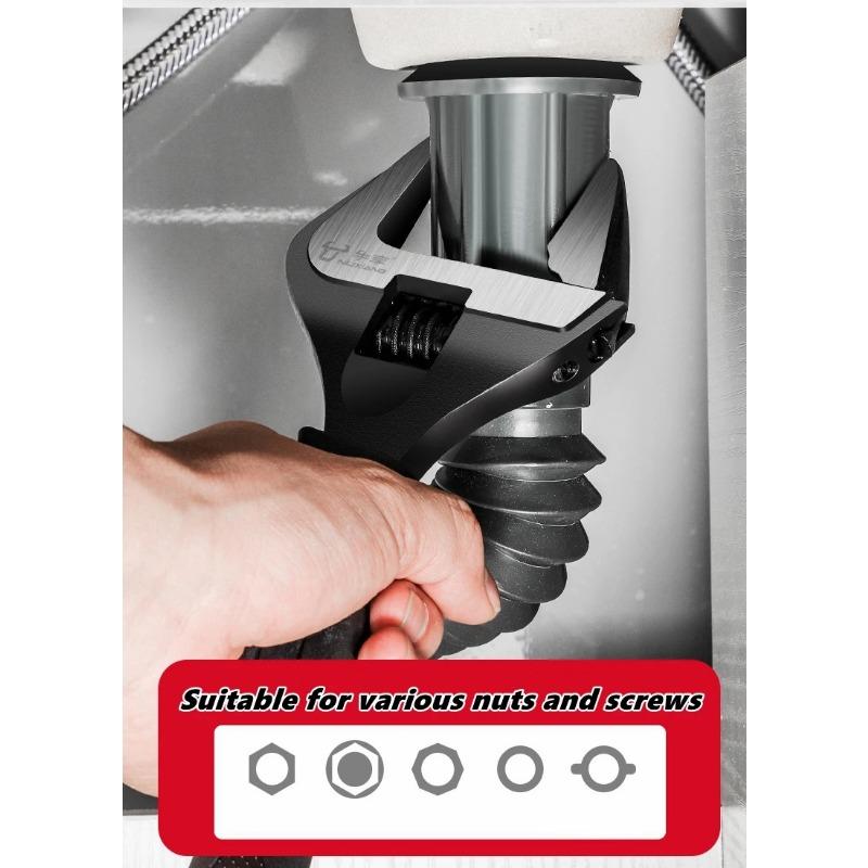 Adjustable Wrench Stainless Steel Universal Spanner Bathroom Wrench Large Open High Quality Plumbing Repair Tool Household