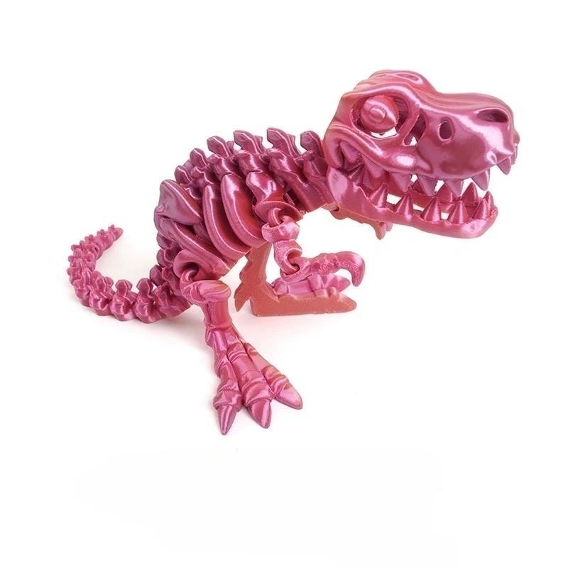 3D Printed T-Rex Dinosaur Skeleton – Full Jointed Movable Model, Realistic Desktop Decoration & Birthday Gift for Kids