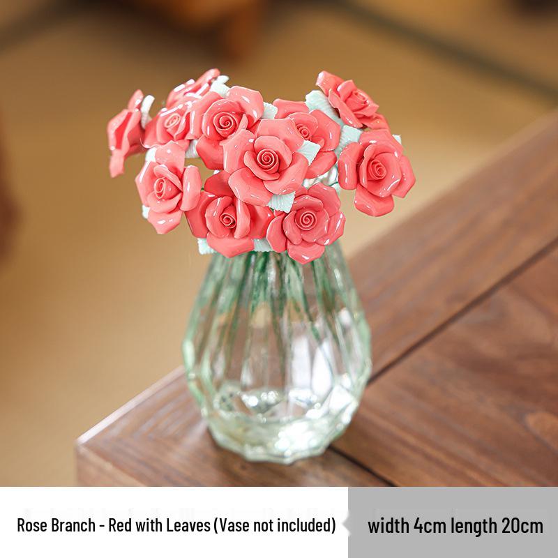 Traditional Jingdezhen Peony Ceramic Vase - Eternal Flower Simulation Decoration