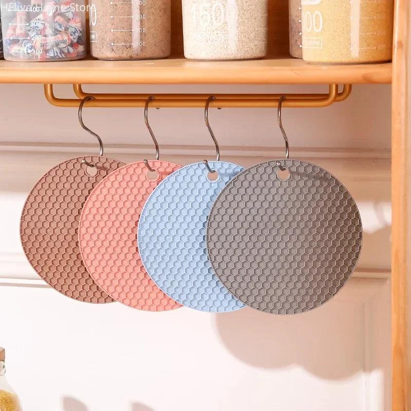 Round Heat Resistant Silicone Mat Drink Cup Coasters Insulation Non Slip Pot Holder Thicken Table Placemat Kitchen Accessories