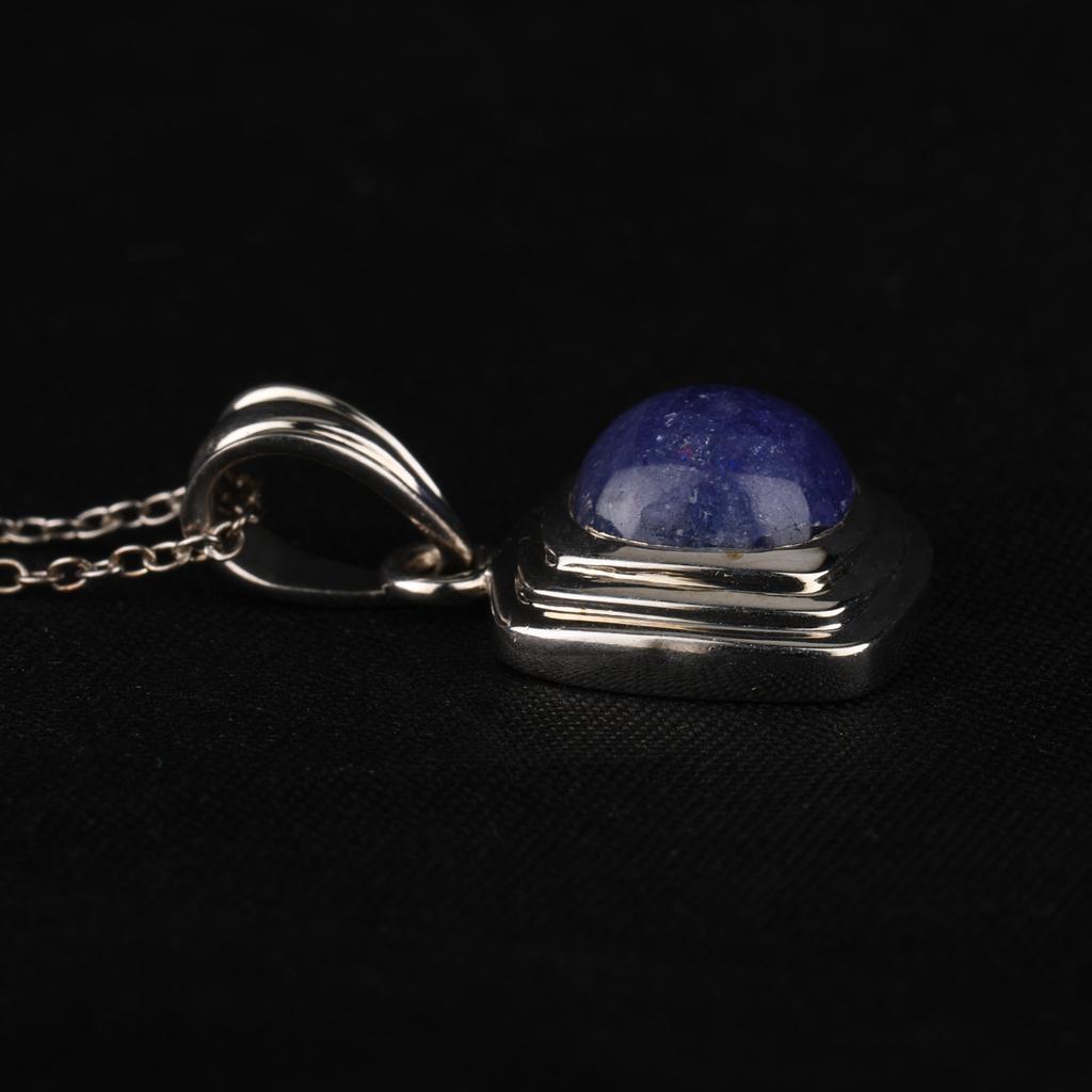 Tanzanite Cushion Pendant 925 Sterling Silver Rhodium Jewelry Gift for Her