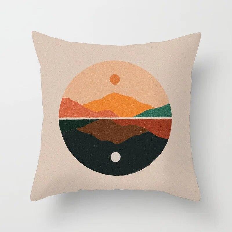 Hot Sale Modern Morandi Color Sofa Cushion Cover Home Nordic Abstract Mountain Moon Sun Geometric Pillow