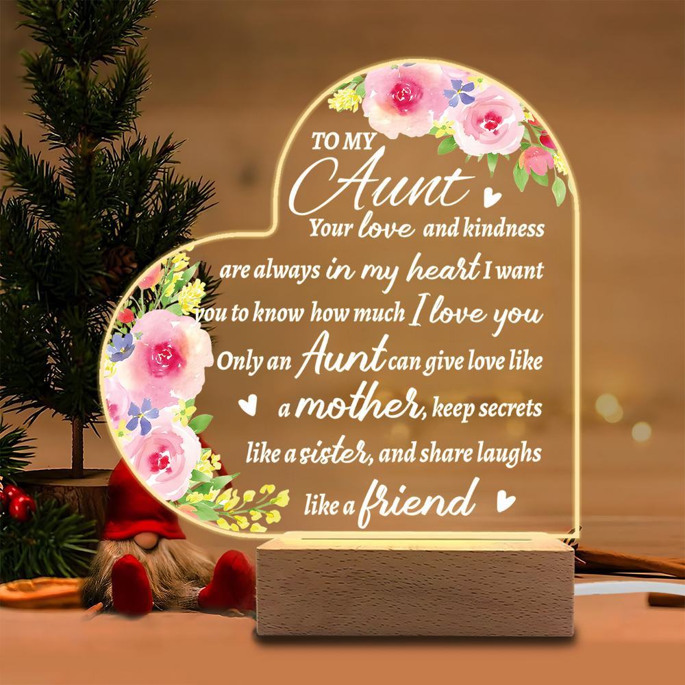 

1PC 2D Acrylic Luminous Ornament Photography Accessories, USB Base, Auntie Heart Gift, Holiday Figurines Plastic чистый