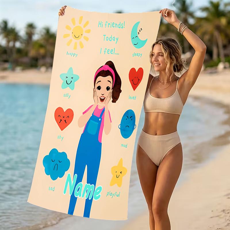 Customizable personalized beach towels Ms. Rachel themed designs.Suitable for the beach, yoga, sports;ideal as beach accessories