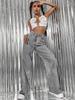 2025 Autumn High-Waisted Wide-Leg Washed Light-Color Casual Jeans