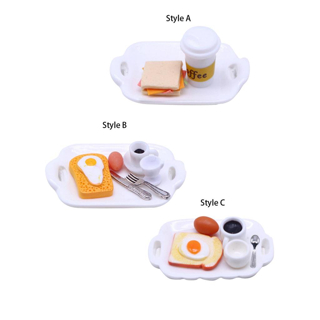 1:12 Dollhouse Miniature Breakfast Set Breakfast Bread Egg Set for Decor