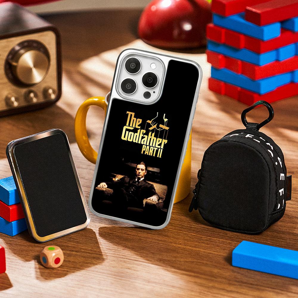 

The godfather classic movie poster Phone Case for iPhone 16 15 14 13 12 11 Pro Max Sheepskin Silver-edged protective case iPhone16Pro