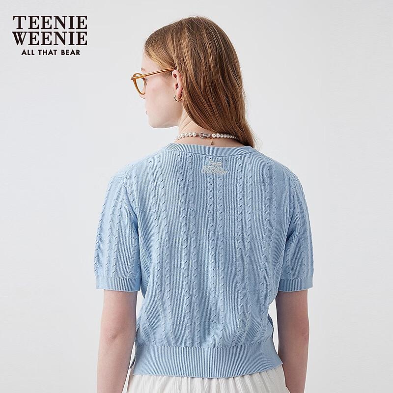 Teenie Weenie Bear Women's 2025 Summer Embroidered Short Sleeve Knit Top