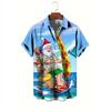 Christmas Short-sleeved Collared Shirt, Men's Holiday Vacation Top