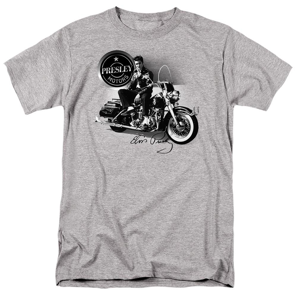 Elvis Presley - Presley Motors - Adult Unisex Short Sleeve T-Shirt - Gray 4XL
