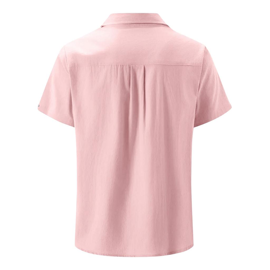 Men's Summer Solid Color Lapel Short-Sleeved Shirt Men's Casual Fashion Short-Sleeved Shirt