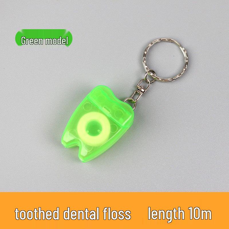Tooth-Shaped Dental Floss Keychain - Portable Oral Cleaning Tool with Flat Wire